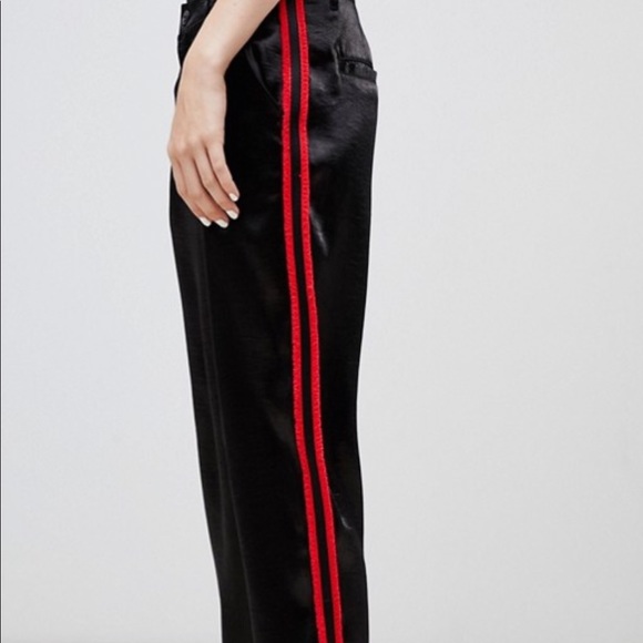 black satin skinny trousers womens